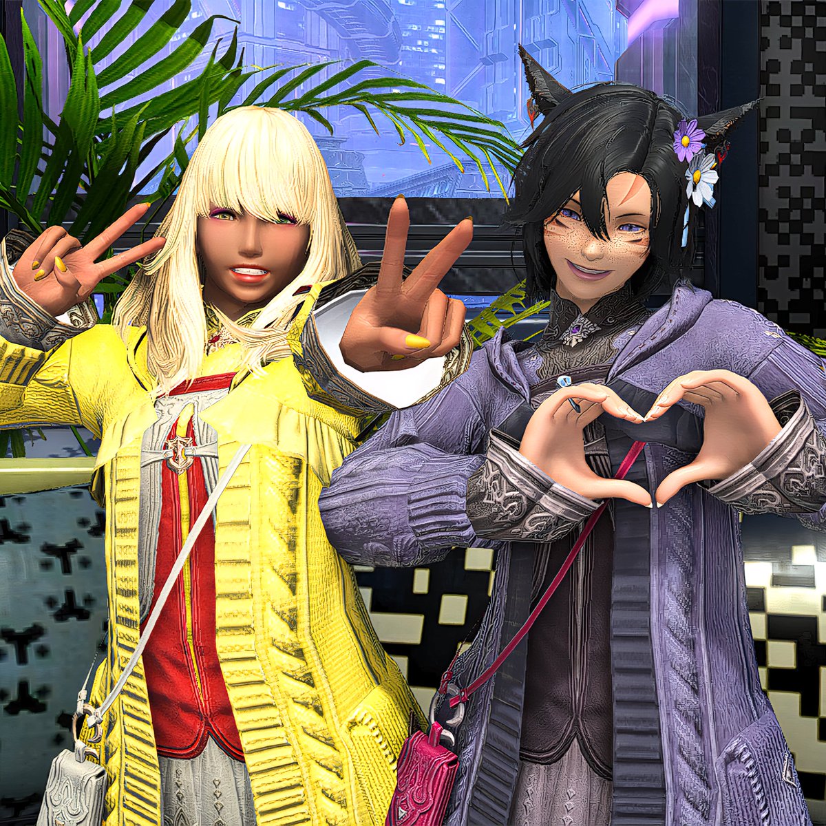 Seems like everytime I visit Solution 9, Honey B has to have me on her livestream. She's lucky she's cute 🐝💛

#GPOSERS #FFXIVScreenshot #FFXIVDiabolos #FFXIVCrystal #FFXIVMiqote #KAOS