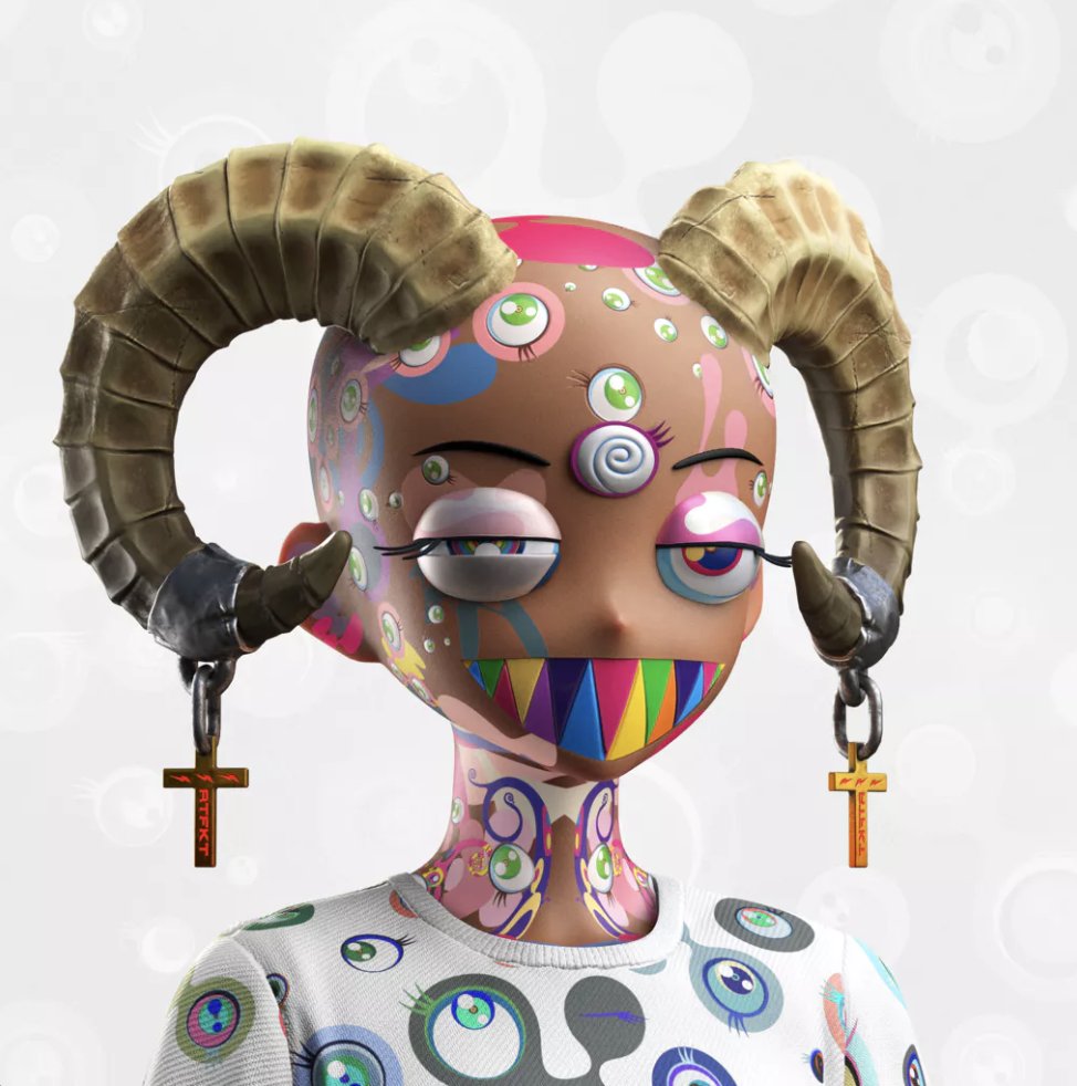 Deeper into Murakami Drip

Today we’re looking at the first and most common MD trait: Jellyfish Eyes.

The iconic “jellyfish eyes” are one of Takashi Murakami’s recurring visual motifs dating back to the early 2000s (around 2001–2004). They’re typically bright, cartoonish