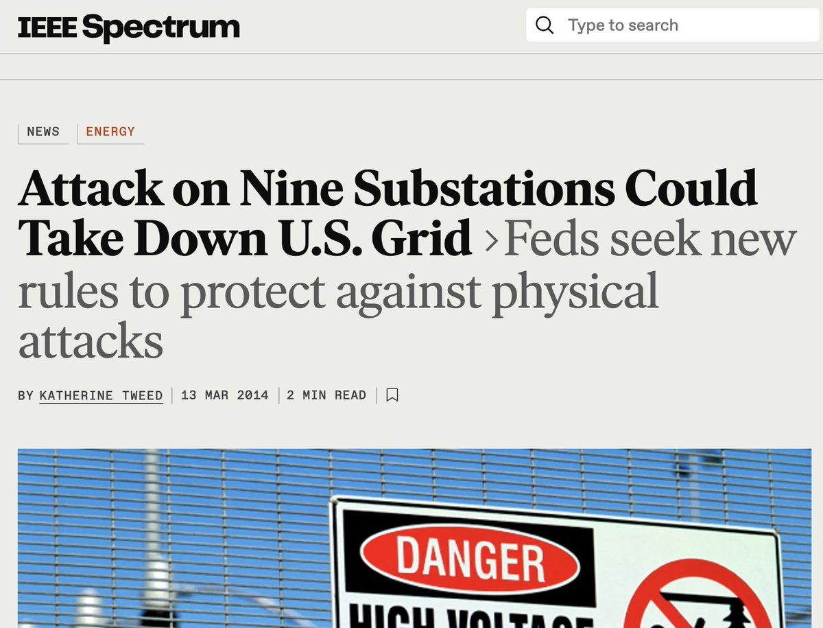 Remembering when it was reported a small group of people could easily shut down the entire U.S. power grid  if they wanted to and no one did anything about it.