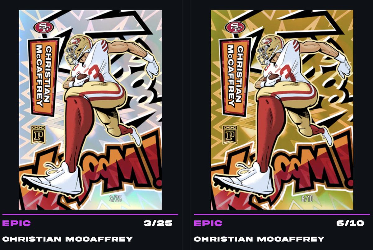 PinsCollector's tweet image. KABOOM! 💥💥

Some mornings just hit different ☕️. Not one, but TWO new Kabooms added to my @PaniniAmerica stash today! 🏃💨

@CMC_22 is looking electric as always in the most iconic insert in the game. The artwork on these hits is just on another level. ⚡

#PaniniAmerica #CMC