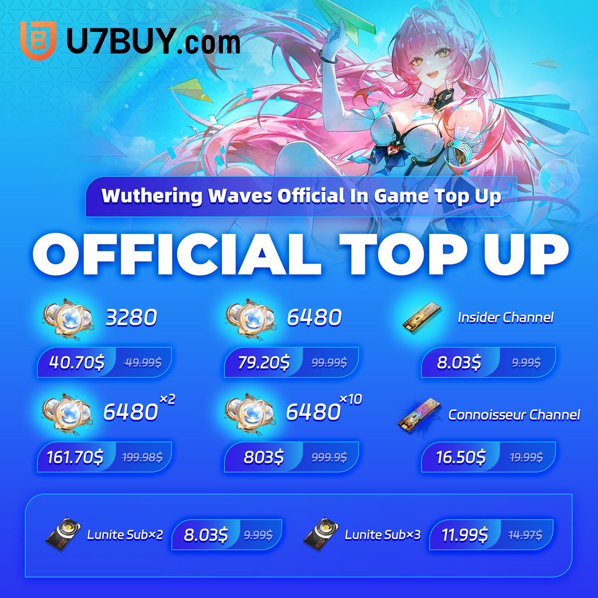 GREAT NEWS! Due to the reception, the GIVEAWAY has been extended! Wuthering Waves 3.1 MASSIVE GIVEAWAY 🌊
🎉 NEW VERSION • NEW CHARACTER • SPONSORED BY U7BUY 🎉
🚨 The 3.1 update is here — it’s time to pull, power up, and WIN BIG! 🚨

🎯 HOW TO ENTER
1.LIKE ❤