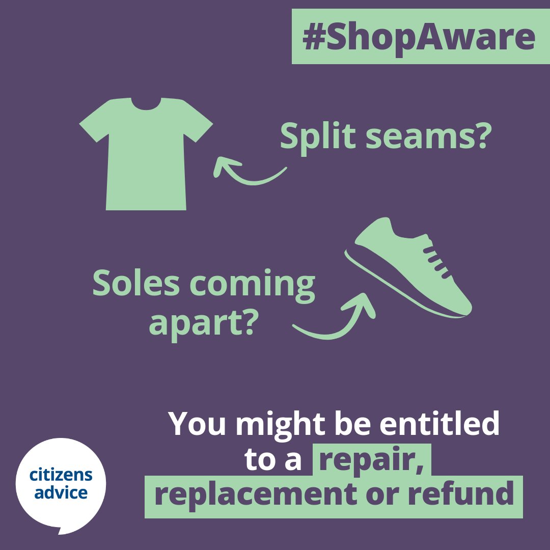 Don’t get stuck with a broken zip or shoes that don’t fit.

✅ Understanding your consumer rights when shopping online is the best way to protect your money and new purchases.

Find all our free online advice on our website ⤵️
bit.ly/49xKFkg

#ShopAware