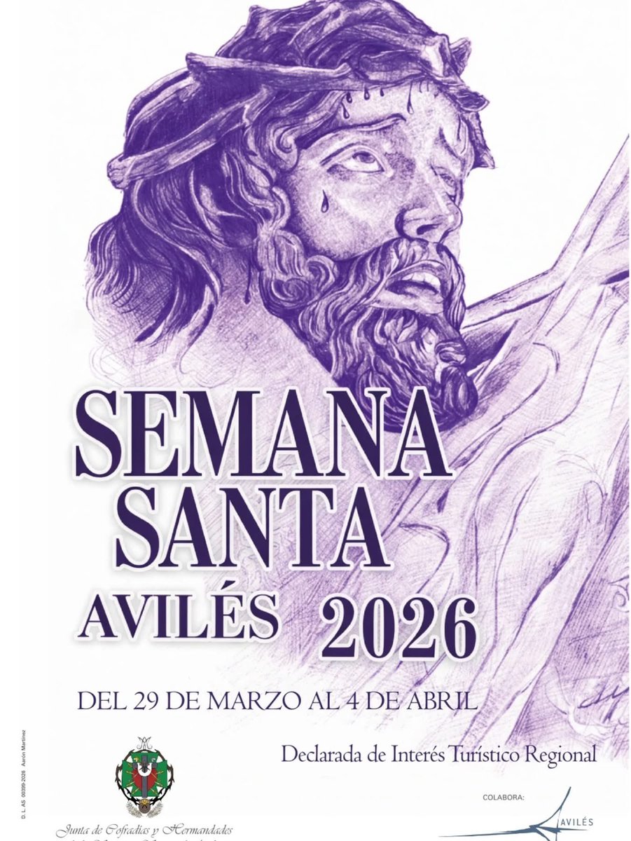 ▪️Cartel Semana Santa 2026 de Avilés (Asturias) 

Autoría: Aarón Martínez  
Via: Junta Cofradías Semana Santa Avilés