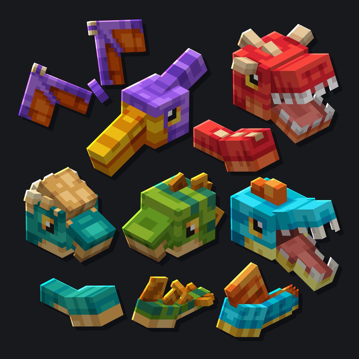 lunggolfs's tweet photo. Dino Pack 🦖
#Minecraft #Blockbench #lowpoly https://t.co/MsvOfNBvjs