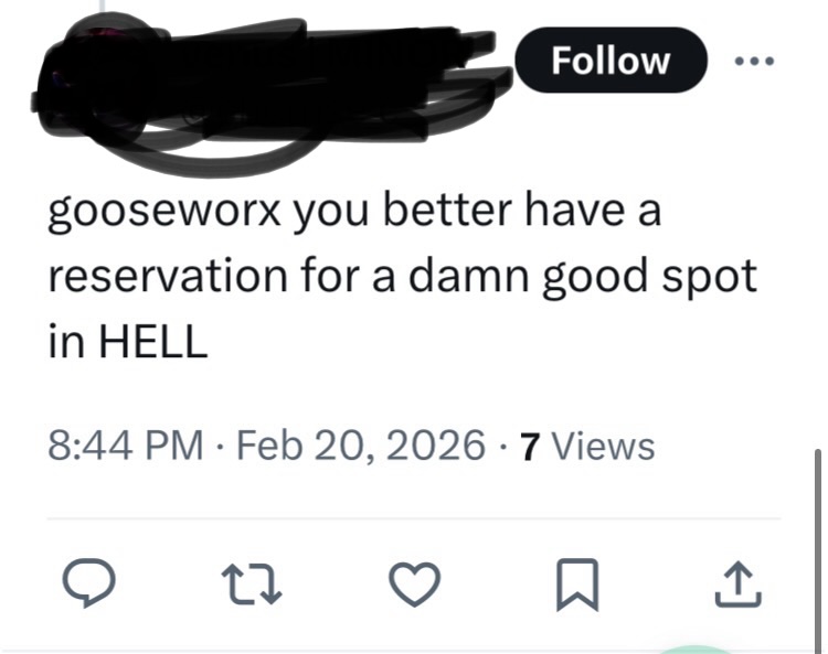 AnnoyedJax's tweet photo. Saying goose should go to hell for her writing of TADC is a really spicy choice I have to say. I’m baffled by how disgusting some of you are. Saying Jax is a horrible person and then this? https://t.co/DPfVv7YTPv