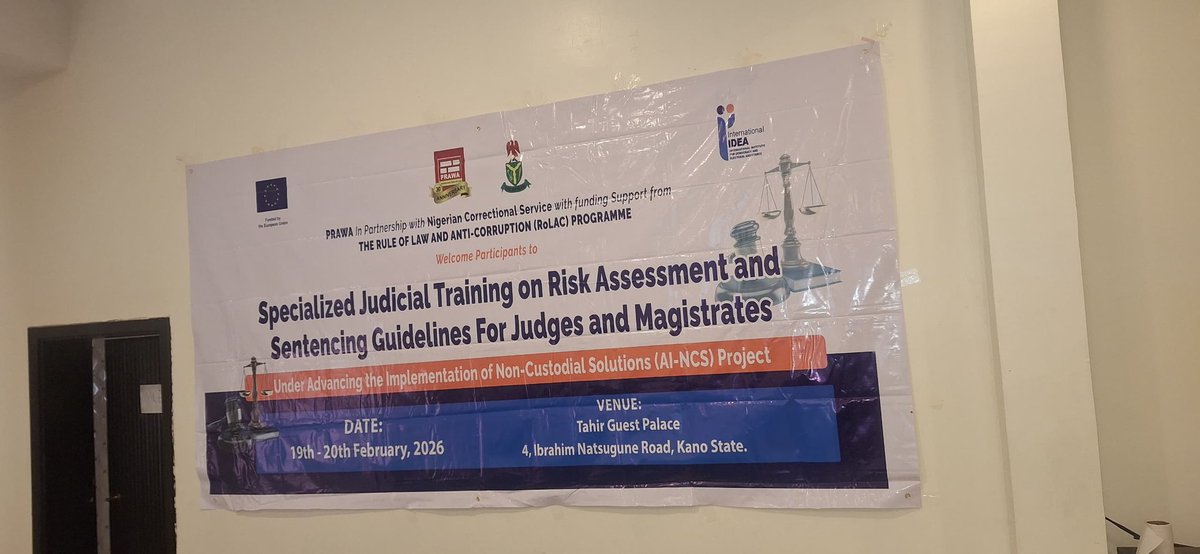 prawa_ngo's tweet photo. Justice reform continues!
Kano hosts the Specialized Judicial Training today, featuring expert facilitation and a Risk Assessment session by Dr. Uju Agomoh.

#Prawa #justicereform https://t.co/uDX71b5VMn