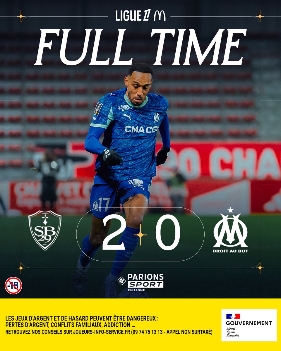 OM_Officiel's tweet image. ⏱️ 90+6' | #SB29OM 2️⃣-0️⃣
L'OM s'incline à Brest.
🗓️ Prochain RDV, le dimanche 1er mars à 20h45 à l'Orange Vélodrome contre Lyon.