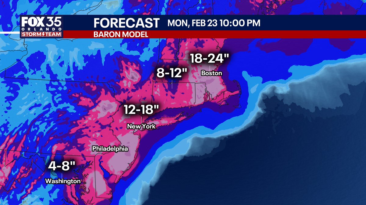 Major snowstorm coming to the big I-95 cities in the Northeast from Philly, NYC, Hartford, and Boston Sunday night into Monday. Blizzard level storm with 50-75 MPH winds on the coasts. Models have come into line with 12"+ snow potential for many areas from Delaware, New Jersey,