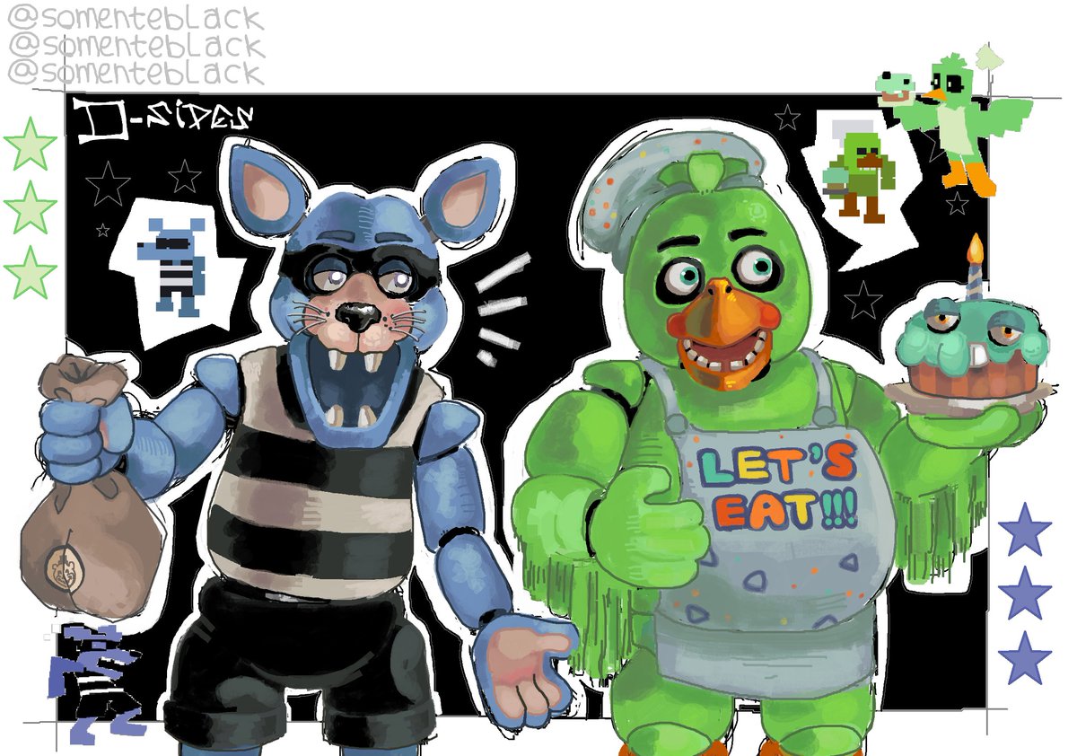 d-sides was peak so my take on the un-ourpled(??) d sides chica and foxy

(okay, I know I said in the last post that was an exception, but THIS one is also an exception I just like d sides so much im sorry)