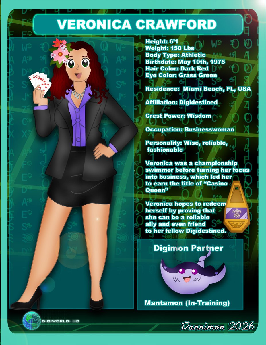 ArtofDanni's tweet photo. Veronica originally wanted to use the Digital World to add to her own fortune, but what she got instead was valuable friendships that last forever. Veronica will do anything to protect her fellow Digidestined.  #Digimon #DigimonOC #digiworldhd #dannimondesigns #anime #artmoots https://t.co/44UM4xHJnS