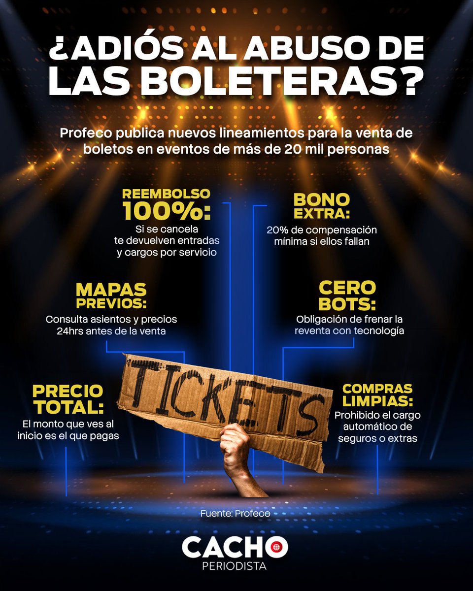 ¡BOLETOS CLAROS, CONCIERTOS JUSTOS! 🎟️

Tras presión del #ARMY, la Profeco publicó los lineamientos obligatorios para regular la venta de boletos en México.
