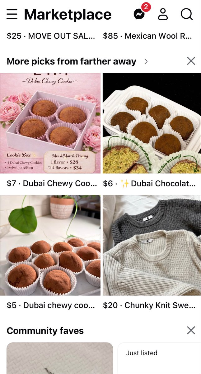 미국의 당근마켓인 페북 마켓플레이스에 두쫀쿠가 올라옴 (내가 사는 곳은 뉴욕)

가끔씩 궁금하다 두바이 사람들은 우리나라에서 두쫀꾸 유행을 보고 뭐라고 생각할까..?

원래 자기네 나라 과자도 아닌데 어쨌든 영향 받아 만들어서 카다이프랑 피스타치오값도 엄청 올라 경제에 이바지 했을듯…