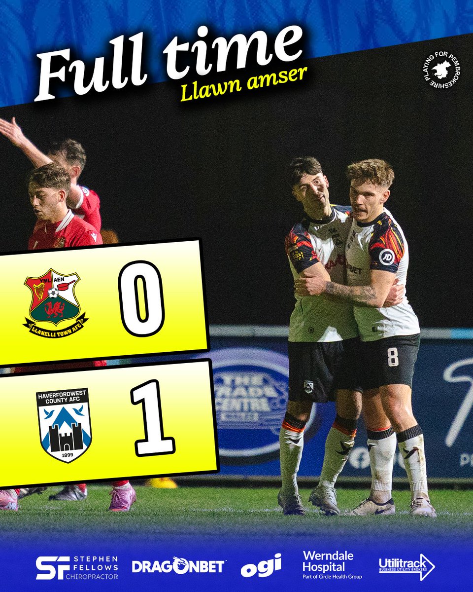 HaverfordwestFC's tweet photo. A fourth win on the spin for the Bluebirds, who get the job done at Stebo this evening! 💪

We look forward to seeing you on St David's Day when we host Flint Town United at the Ogi Bridge Meadow! 💙

#JDCymruPremier https://t.co/BvuYWSdoO5