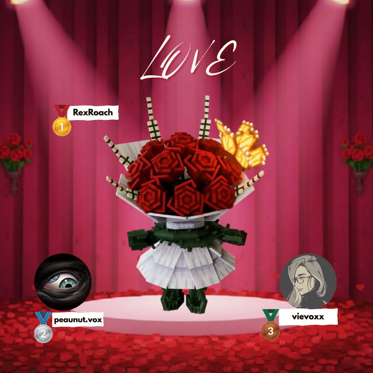 #SandFam 💘✨
The Love Fashion Show was incredible — a runway full of creativity and talent, each piece sharing what love means
🥇 <a href="/rexroach/">Rex Roach</a>
🥈 <a href="/PeanutsWorkshop/">peanut.vox 🧊</a>
🥉 <a href="/VieVoxx/">Vie</a>
⭐ <a href="/AndyGraga/">AndyGraga</a>
Grateful to our artists, judges &amp; amazing audience ❤️
<a href="/TheSandboxGame/">The Sandbox</a> <a href="/TheSandboxDAO/">The Sandbox DAO</a>