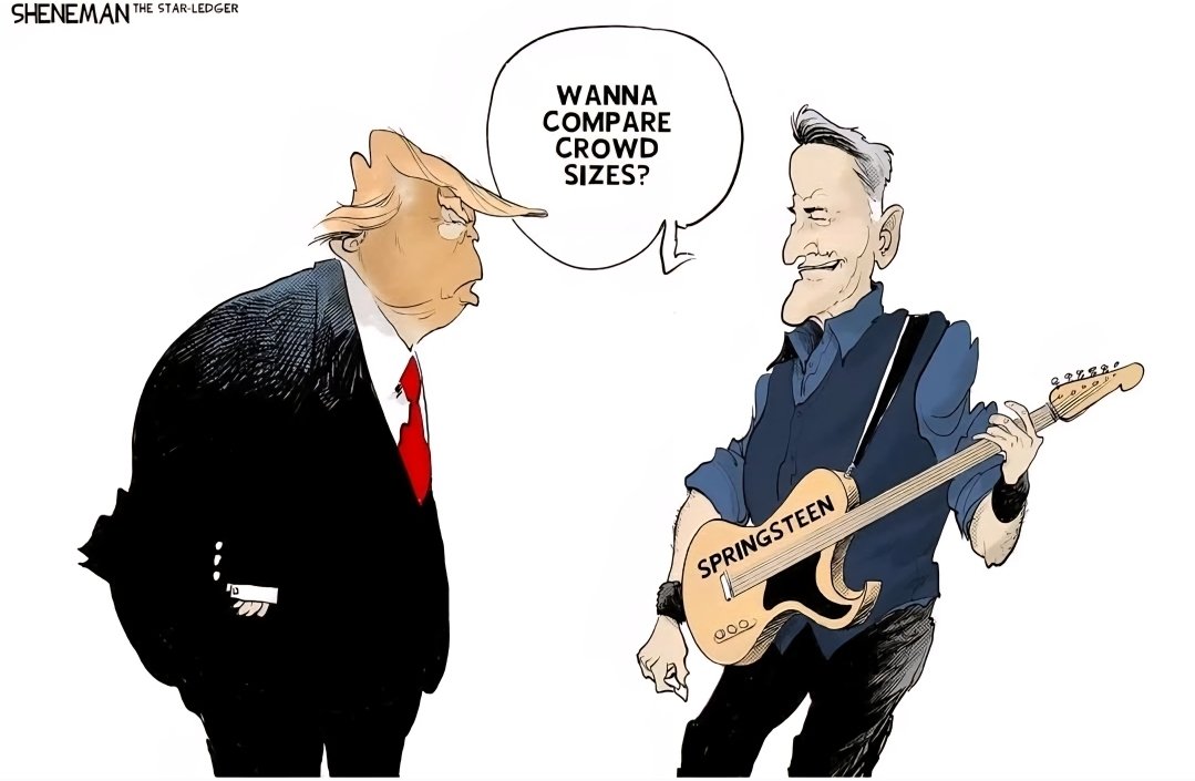 <a href="/IBSlaminJ/">SlaminJ</a> <a href="/MS2PZ/">Lisa</a> Haha. Bruce's last tour played to 4.9 million people. And Trump is not loved by the world. Bruce is selling out arenas. 

Donald Trump Approval Rating Hits New All‑Time Low - Newsweek share.google/X9fLmXVl0rgkMs…