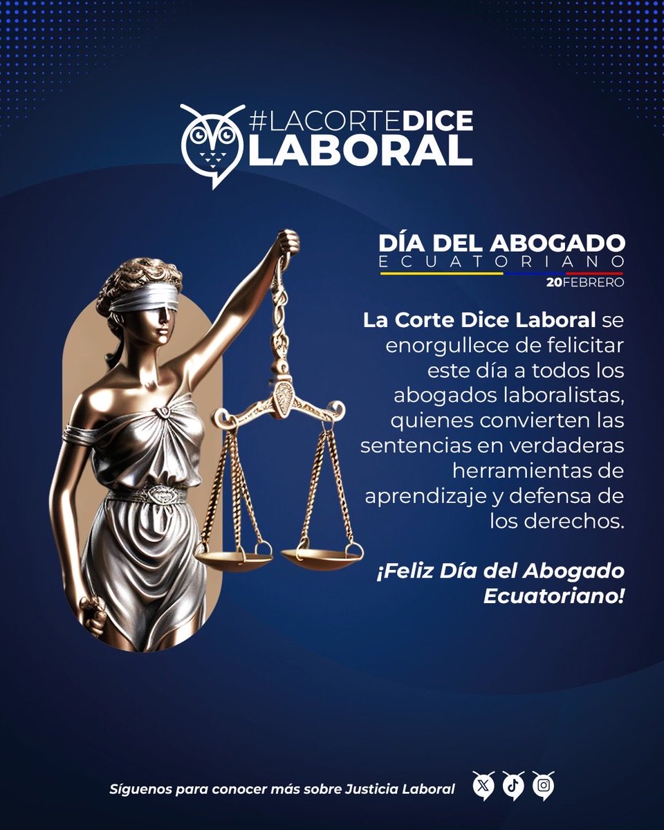 En La Corte Dice Laboral creemos que conocer la jurisprudencia es un arma fundamental para la defensa de los derechos.

¡Feliz Día del Abogado Ecuatoriano!