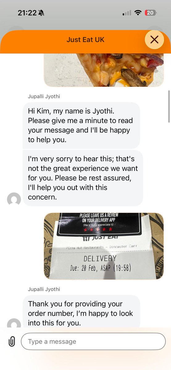 allott_chris's tweet photo. Absolutely disgusted and appealed from @JustEatTakeaway  and @pizzahut food cold and hairy in my pizza got no refund no nothing 🤬🤬🤬 https://t.co/h6S0ROIzDI