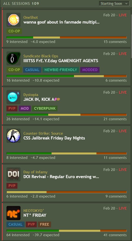This is Gamedate!
A website for reviving dead multiplayer games, no account or login required!
Tons of organized sessions! Go check it out!
