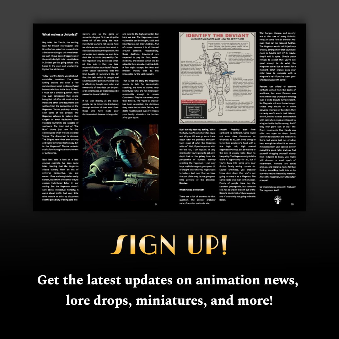 The Morningstar Newsletter

Sign up at projectmorningstar.net/enlist/

The fourth issue of the CRAVE newsletter is about to be released! In this issue you’ll find a much-anticipated status update (and sneak peak) of PART FOUR of The Hunt, a preview of upgrades for the Barakan 2.0 kit,