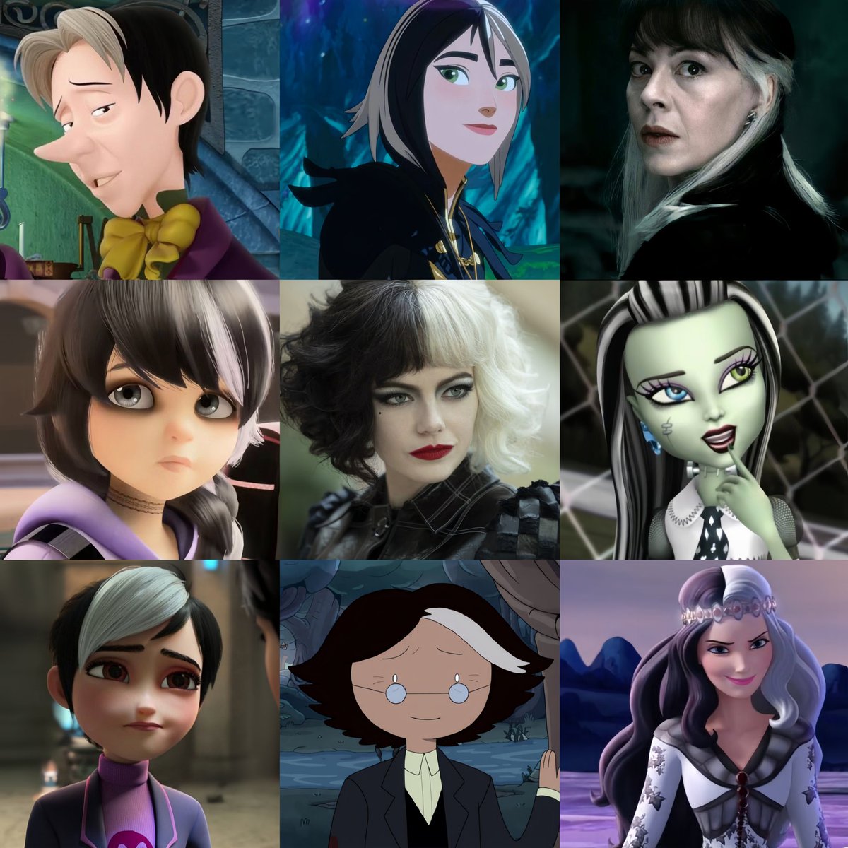 Black and white hair variants