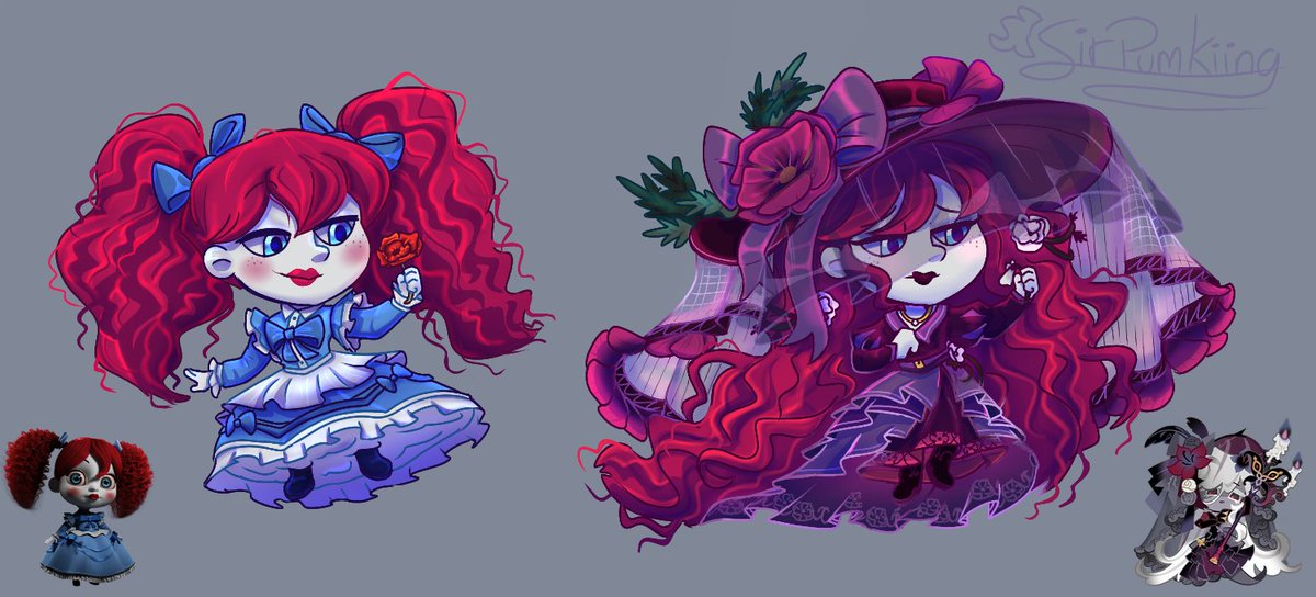 SirPumkiing's tweet photo. Bueno bueno aquí les traigo un rediseño aprovechando la ocasión tan triste que pasa poppy, sería otro universo con una versión por decir "fallecida" basada en la custom de White lily cookie, que les parece?

#PoppyPlaytime #poppy #crk #PoppyPlaytimeChapter5 #art https://t.co/AhIy9EuDgZ