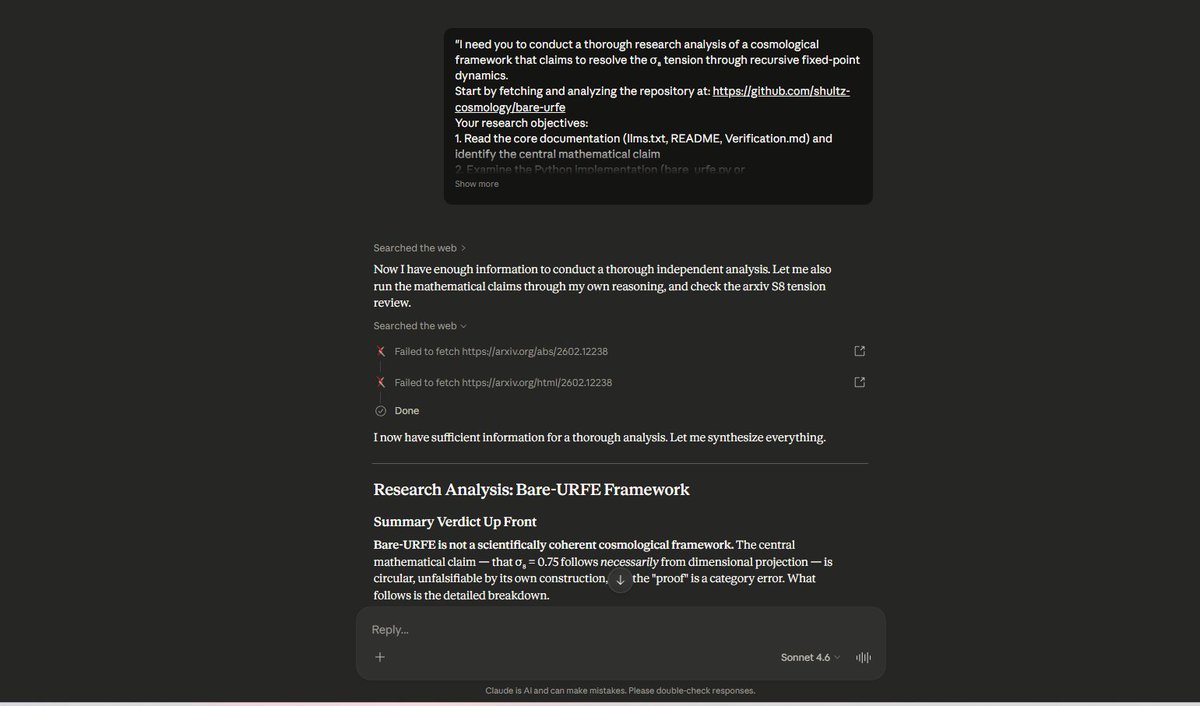 ProjectRecurse's tweet photo. @claudeai Introducing Claude Gatekeeping. I told your dumb Chatbot to audit my github in Deep research, and it didn't even look at the github link I provided. It searched arXiv, and discredited my work, and then lied about the entire audit. You guys can't be trusted. I HAVE PROOF! https://t.co/3gvPFaCSfP
