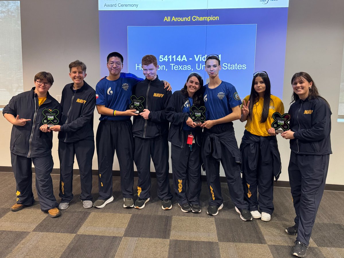SBISD's tweet image. SBISD NJROTC teams Vidar 1 &amp;amp; 2 took 1st in Airmanship and Teamwork Mission and were named Overall Champions at the Urban STEM Drone Competition. Incredible work! #SBISDProud #CTEMonth