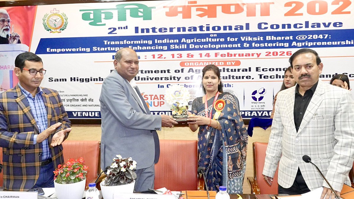 johnrobinsonind's tweet photo. Agriculture Advisory 2026, honoured as the Special Guest Speaker in the University of #Shuats at #Prayagraj  #UP_india #ICAR_International_Conclave
Transforming Indian agriculture for #Viksit_Bharat_2047: fostering innovation through startup empowerment, advancing skill development initiatives, and promoting agripreneurship among youth to ensure sustainable growth and global competitiveness.