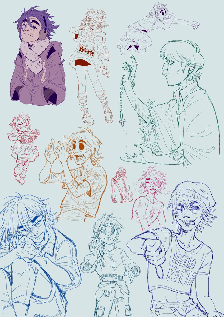 I'm alive! AND SO EXCITED FOR THE ANIMATED SHORT UAAAAAAA!!!!
 Anywayyysss here are some random doodles jjjj 💙
#gorillaz #gorillazFanart #fanart #doodle #gtwt