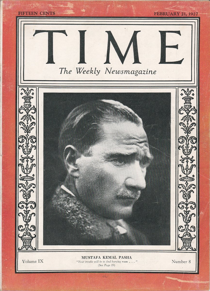 #TarihteBugün 📅
Gazi Mustafa Kemal Paşa İkinci kez, Time Dergisi kapağında. (21 Şubat 1927)