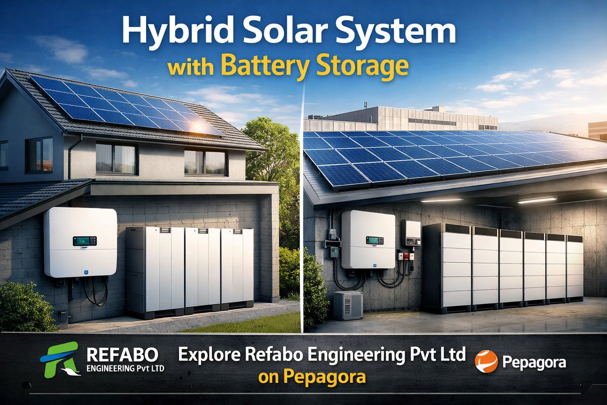 KrittikaCh78082's tweet image. Hybrid Solar System (1–100 kW) with battery storage delivers efficient, reliable energy for homes &amp;amp; businesses.
 Explore Refabo Engineering Pvt Ltd on Pepagora today : pepagora.com/p/hybrid-solar…

#HybridSolarSystem #SolarEnergy #BatteryBackup #Pepagora