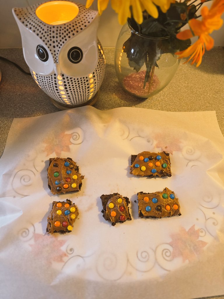 🍫F. U.D.G.E.  F. U.D.G. E .  🍫

 🍫 F
    
    🍫 R

      🍫 I 

        🍫 D 

          🍫  A
           
             🍫  Y 

These beauties are 100% homemade from scratch rich, gooey chocolate brownie magic made with love...  except those colorful M&amp;M crunchies on top