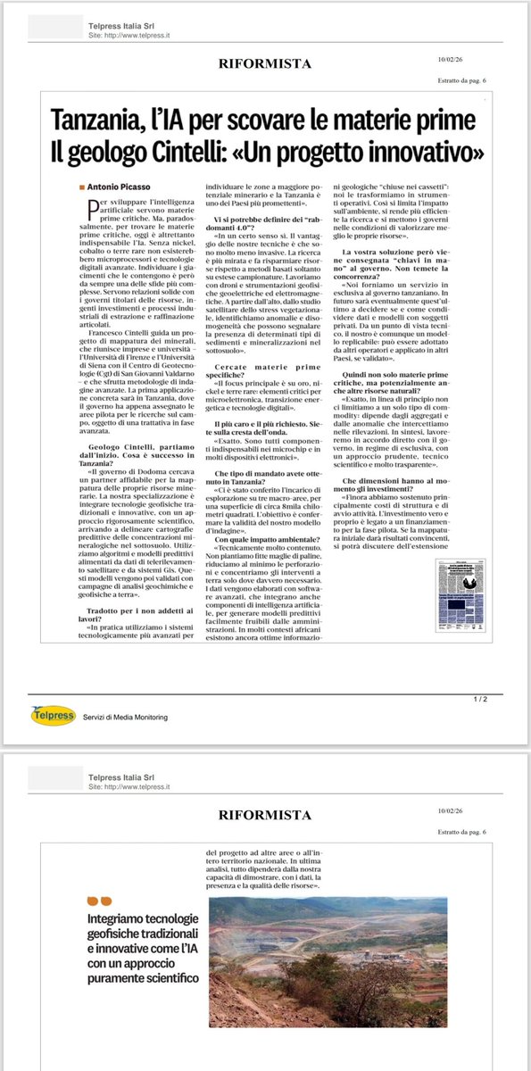 L'Italia in Africa. Per uno sviluppo reciproco e un uso consapevole delle risorse. L'Ia per le terre rare, le terre rare per l'Ia. Il progetto di Sismo in Tanzania.