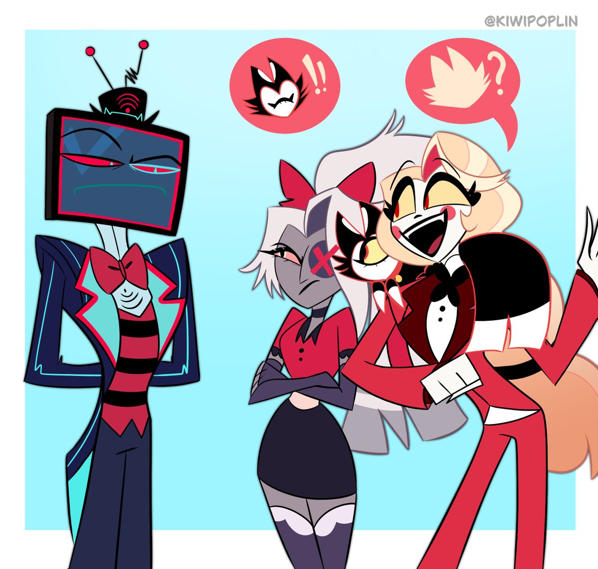 kiwipoplin's tweet image. Pets (except Vox turned it into a competition)

#hazbinhotel #hazbinhotelcharlie #hazbinhotelvaggi #hazbinhotelvox