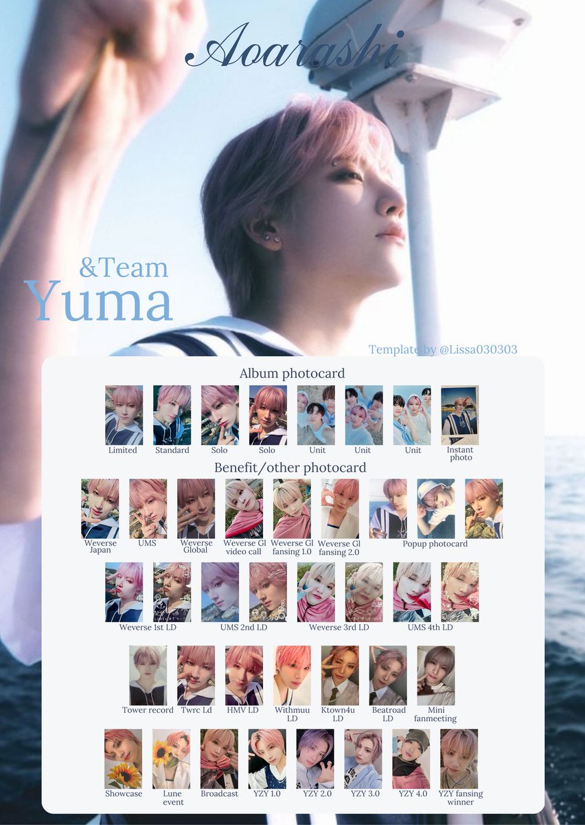 Lissa030403's tweet photo. Photocard list template wishlist 
&amp;Team 青嵐 Aoarashi 
Yuma
#andTEAM #青嵐_Aoarashi https://t.co/ItgXCnr8XT