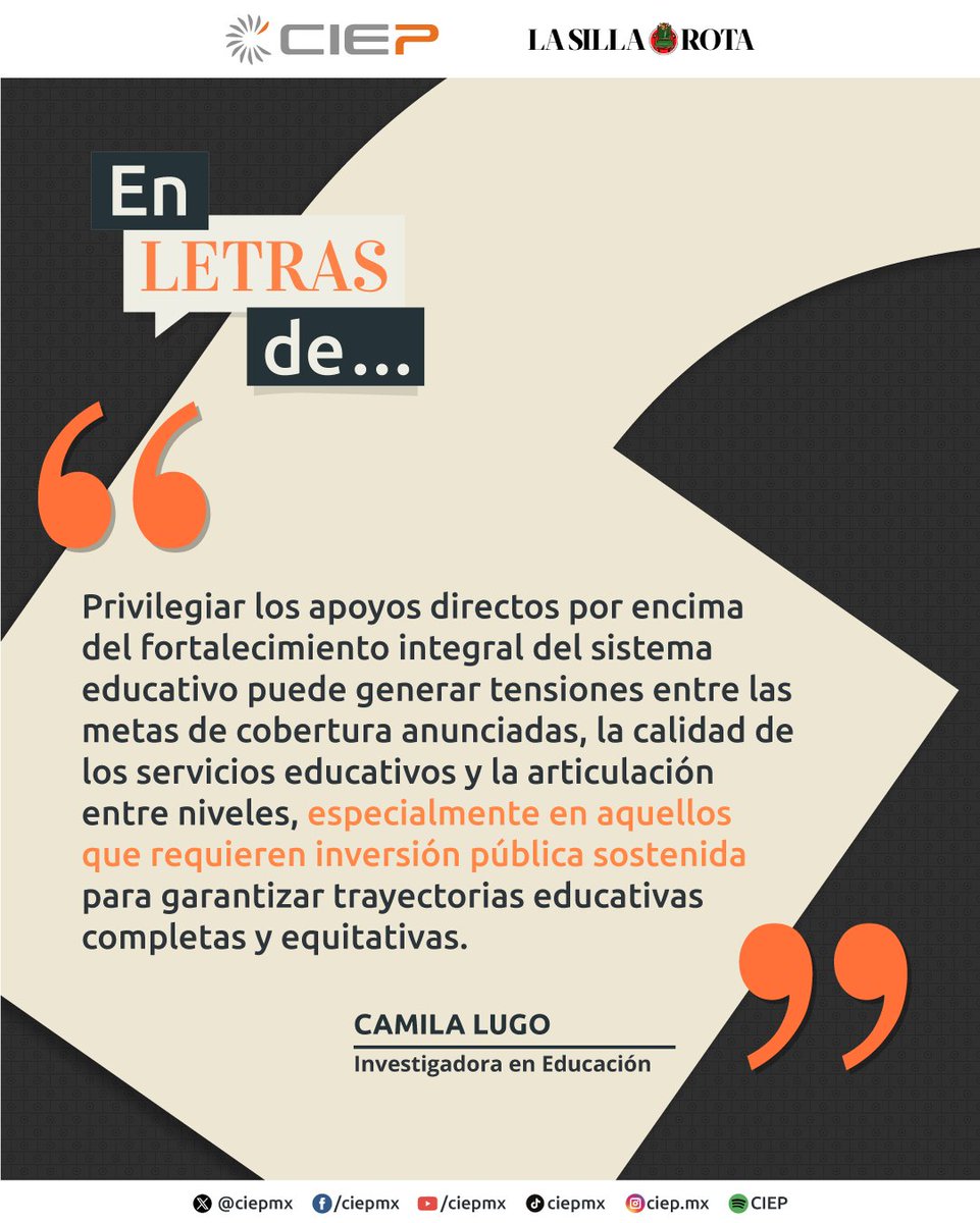 ciepmx's tweet photo. 📚 Si te interesa conocer sobre el #Gasto educativo, los aumentos y recortes en #Educación Básica y Superior, en la #ColumnaCIEP de Camila Lugo (@CamLugo1) para @lasillarota podrás leer un análisis muy pertinente al respecto.

Da clic aquí: 
🔗https://t.co/I6QAJHVTRm https://t.co/cCbuzY3jpE