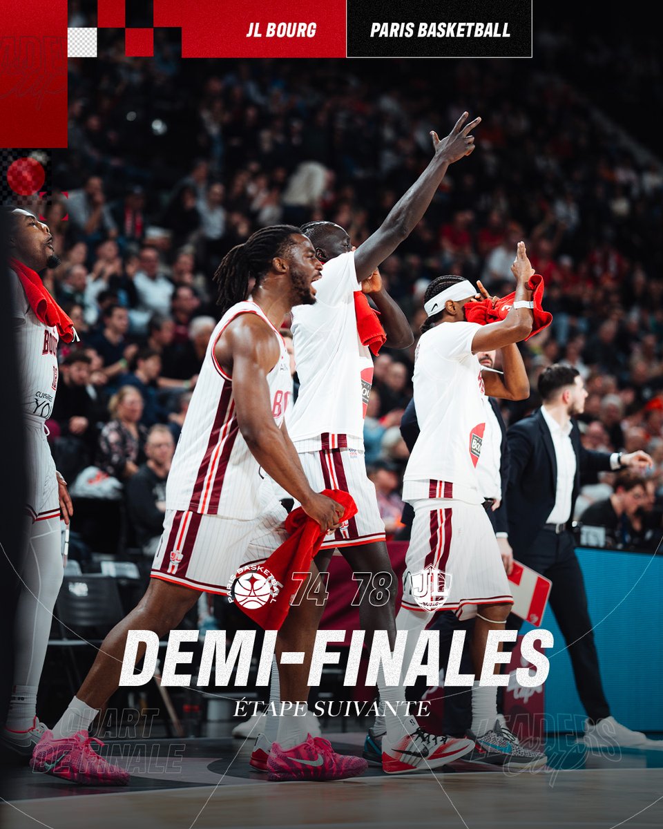 JLBourgBasket's tweet photo. 𝐃𝐈𝐑𝐄𝐂𝐓𝐈𝐎𝐍 𝐋𝐄𝐒 𝐃𝐄𝐌𝐈-𝐅𝐈𝐍𝐀𝐋𝐄𝐒 🔥
@ParisBasketball  74 🆚 78 JL Bourg

Job is done. Rendez-vous demain 😤
@Betclic_ELITE https://t.co/paYpLcBkIG
