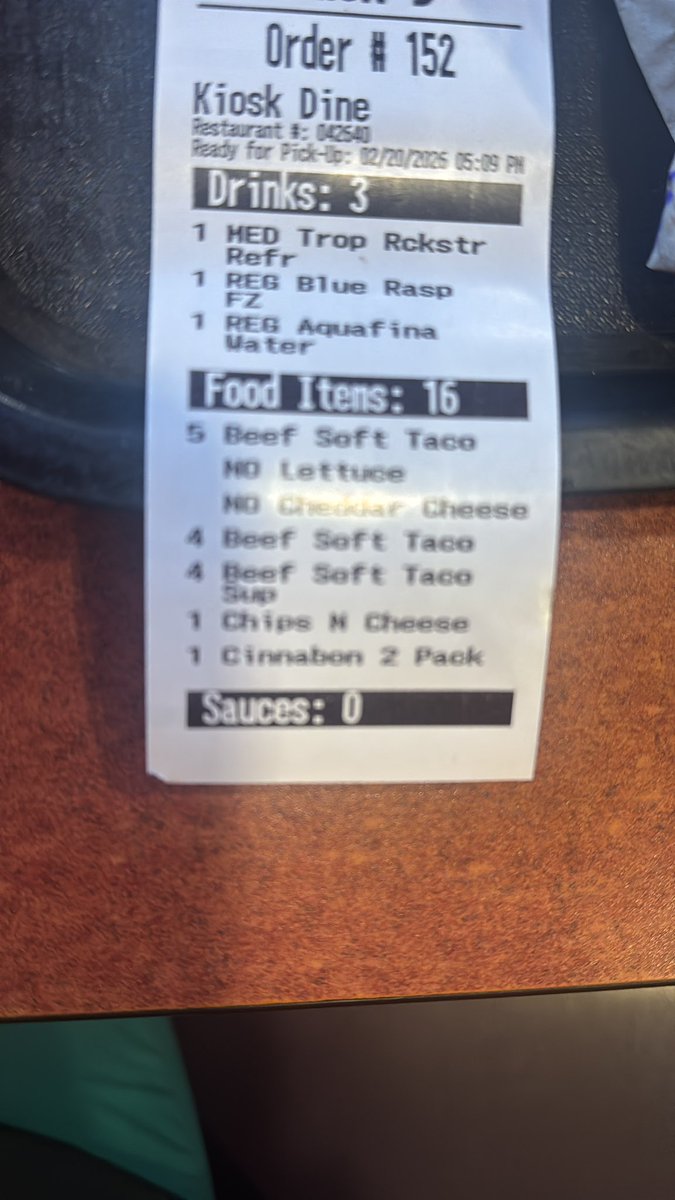 spooliek's tweet photo. @tacobell stoped for tacos with my 8 year girl and 6 year old boy. Basic tacos. $50 !!!!!! That’s way tooo much https://t.co/qub3uMVioK