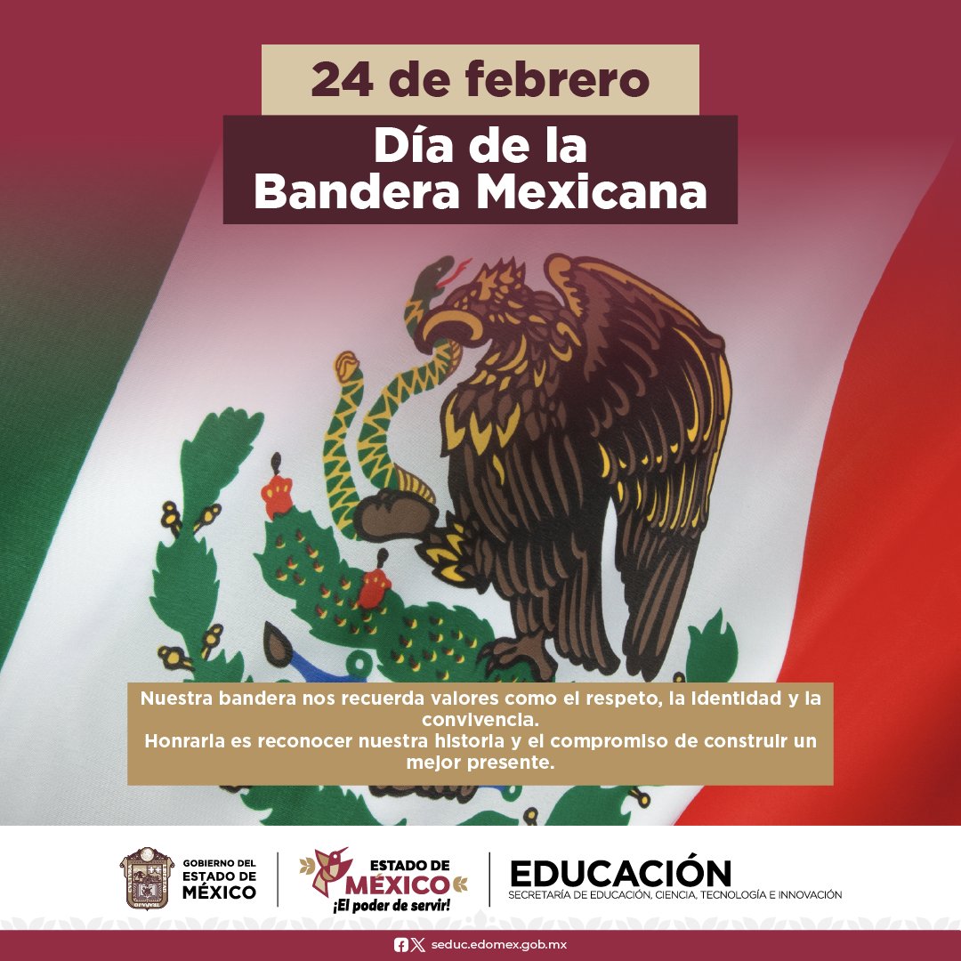 SEMSedomex's tweet photo. 🇲🇽✨ Hoy celebramos el #DíaDeLaBandera, símbolo de identidad, historia y unidad de nuestro país.

Desde el bachillerato reconocemos en nuestra bandera los valores que nos inspiran a construir un mejor futuro: respeto, compromiso y orgullo por México. 📚🌱 https://t.co/CHvwa6pyUI