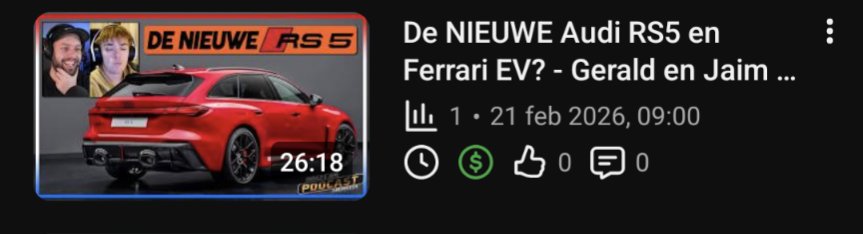 Morgen een nieuwe podcast online over de RS5 en Ferrari!