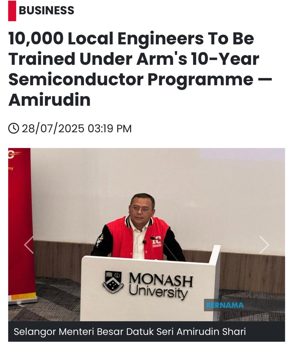 ARM Semiconductor 

Bukan setakat pusat je yg beria ambik ‘credit’ atas usaha KE, negeri pun beria sbb program bersama ARM ni sgtlah membawa faedah. 

Tak sangka usaha baik KE membawa ARM ke Msia jd modal pihak tertentu utk burukkan nama YB Rafizi. 

Bulan Ramadhan pun Ceplos2