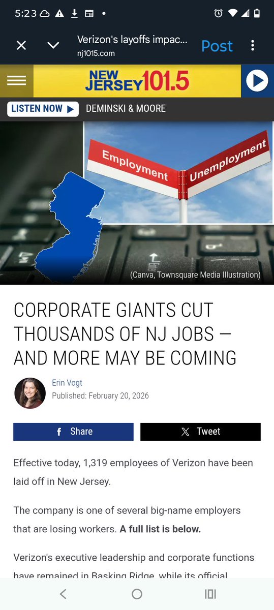 Big Corporations Cutting Jobs in Jersey

Verizon just laid off 1,319 workers statewide (effective TODAY). Merck slashing 204 in Rahway area. Plus hundreds more from Target, JP Morgan Chase, Walmart &amp; others. Over 1,500+ announced recently and 2025 already saw 16,000+ lost