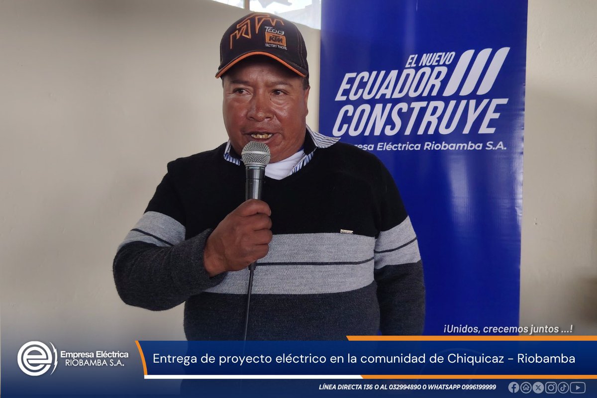 𝐄𝐧𝐞𝐫𝐠𝐢́𝐚 𝐪𝐮𝐞 𝐭𝐫𝐚𝐧𝐬𝐟𝐨𝐫𝐦𝐚 𝐜𝐨𝐦𝐮𝐧𝐢𝐝𝐚𝐝𝐞𝐬⚡🏡 | #LaNuevaEERSA junto a <a href="/GoberChimborazo/">Gobernación de Chimborazo</a> entregó proyecto eléctrico ejecutado en la comunidad Chiquicáz, parroquia Calpi – #Riobamba, una obra que fortalece el desarrollo, la seguridad y la calidad de vida de