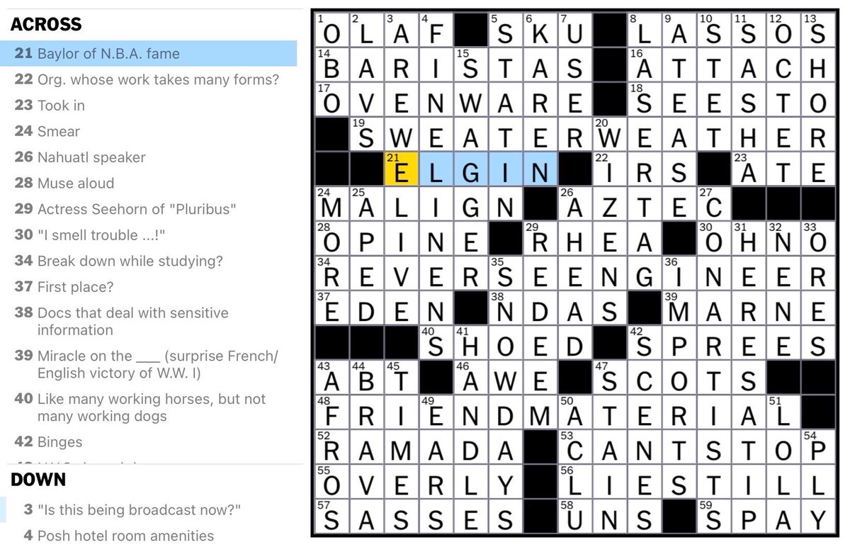 Even in the damn NYT crossword puzzle <a href="/DragonflyJonez/">🐢✨America Is Musty✨🐢</a>. This man really is everywhere you look.