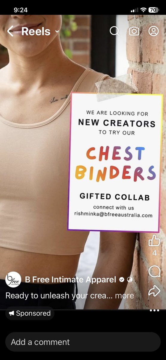 An Australian underwear company is offering free breast binders to social media “influencers” in exchange for product promotion. It has been well documented that binders cause irreversible harm.