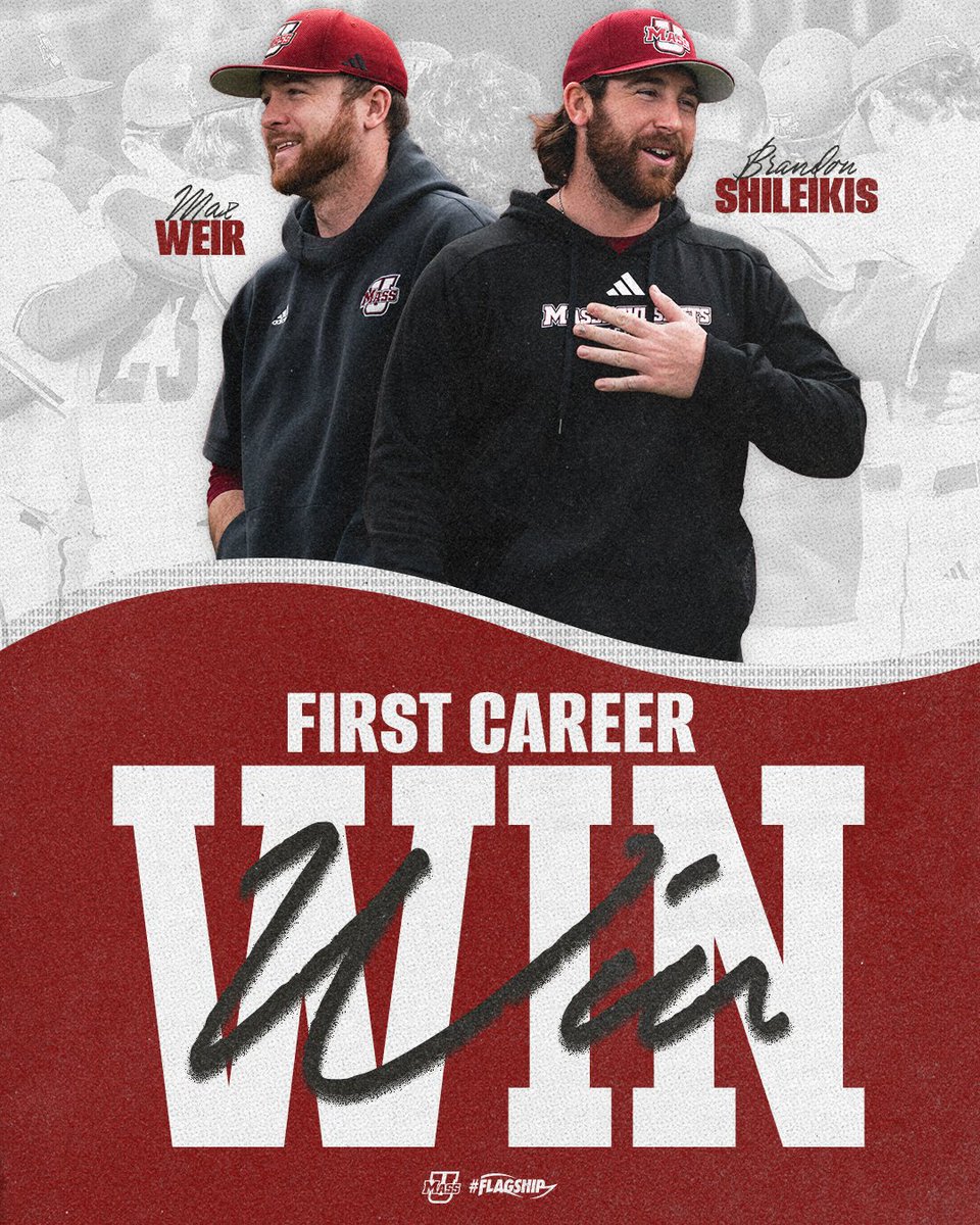 UMassBaseball's tweet photo. First Career Win at the helm!

Congratulations @bshileikis34 and @max_weir05! 

#Flagship🚩 https://t.co/01x5ebfhKt
