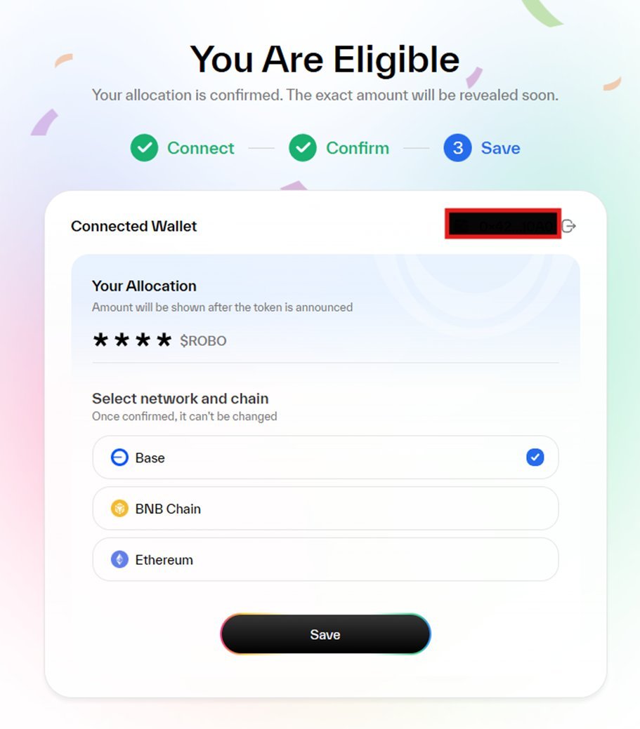 HashH3aven4's tweet image. The OpenMind $ROBO airdrop checker is finally live.

No speculation anymore — you can verify eligibility right now.

Connected my EVM wallet, X, Discord, GitHub… chose Ethereum as claim chain.

Check yours →  eligible.fabrics.lat/foundation

Strong anti-sybil filtering too, so this one
