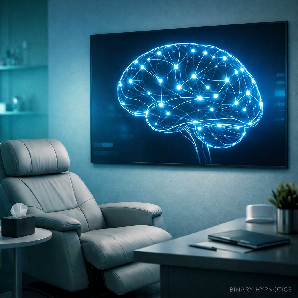 BinaryHypnotics's tweet photo. Hypnosis isn't 'woo-woo': it's neuroscience. 🧠

We use science-backed Solution Focused Hypnotherapy to help you rewire stress and anxiety. No swinging watches, just results.

Ready for a modern approach to mental health? 

#Neuroscience #Hypnotherapy #AnxietyRelief https://t.co/LfEU0xwDwf