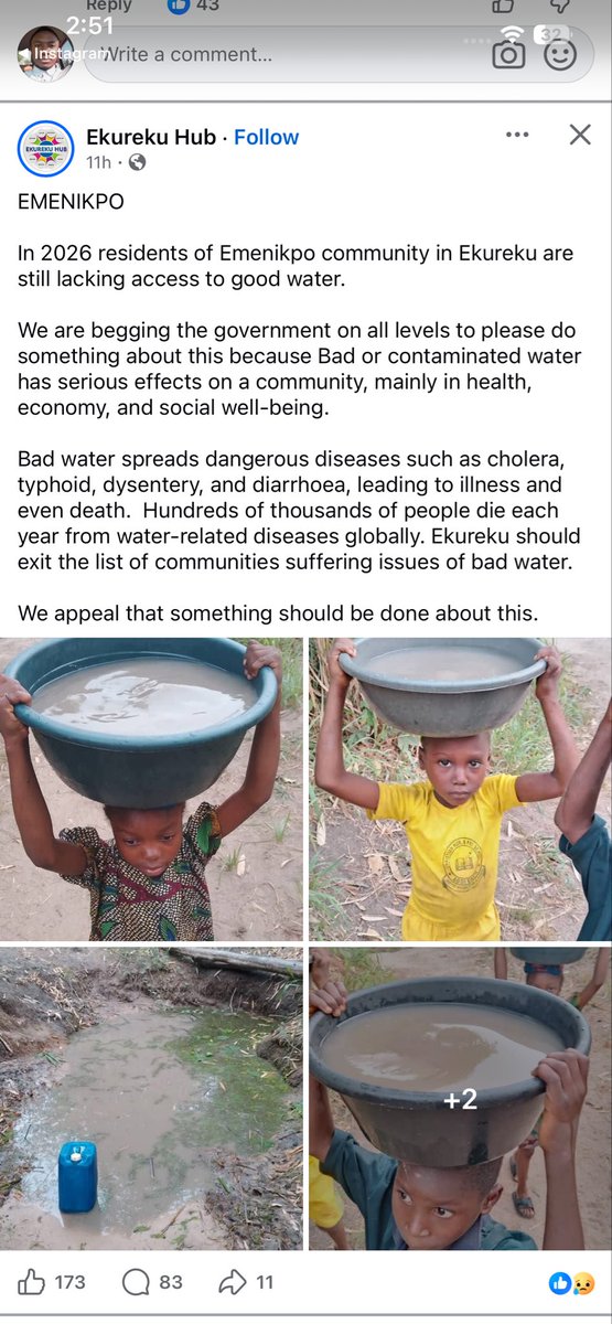 kalijay01's tweet photo. In 2026, kids in Emenikpo area, Ekureku, are still carrying contaminated water on their heads, risking cholera, typhoid &amp; death. This is a crisis! The community is begging for help,bad water is killing health, economy, and hope. . #WaterCrisis #SaveEkureku #CleanWaterForAfrica https://t.co/D0EClqnEsu