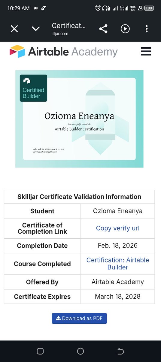 Bumblebee35900's tweet photo. I just got certified.@airtable https://t.co/ftx52gQKzU